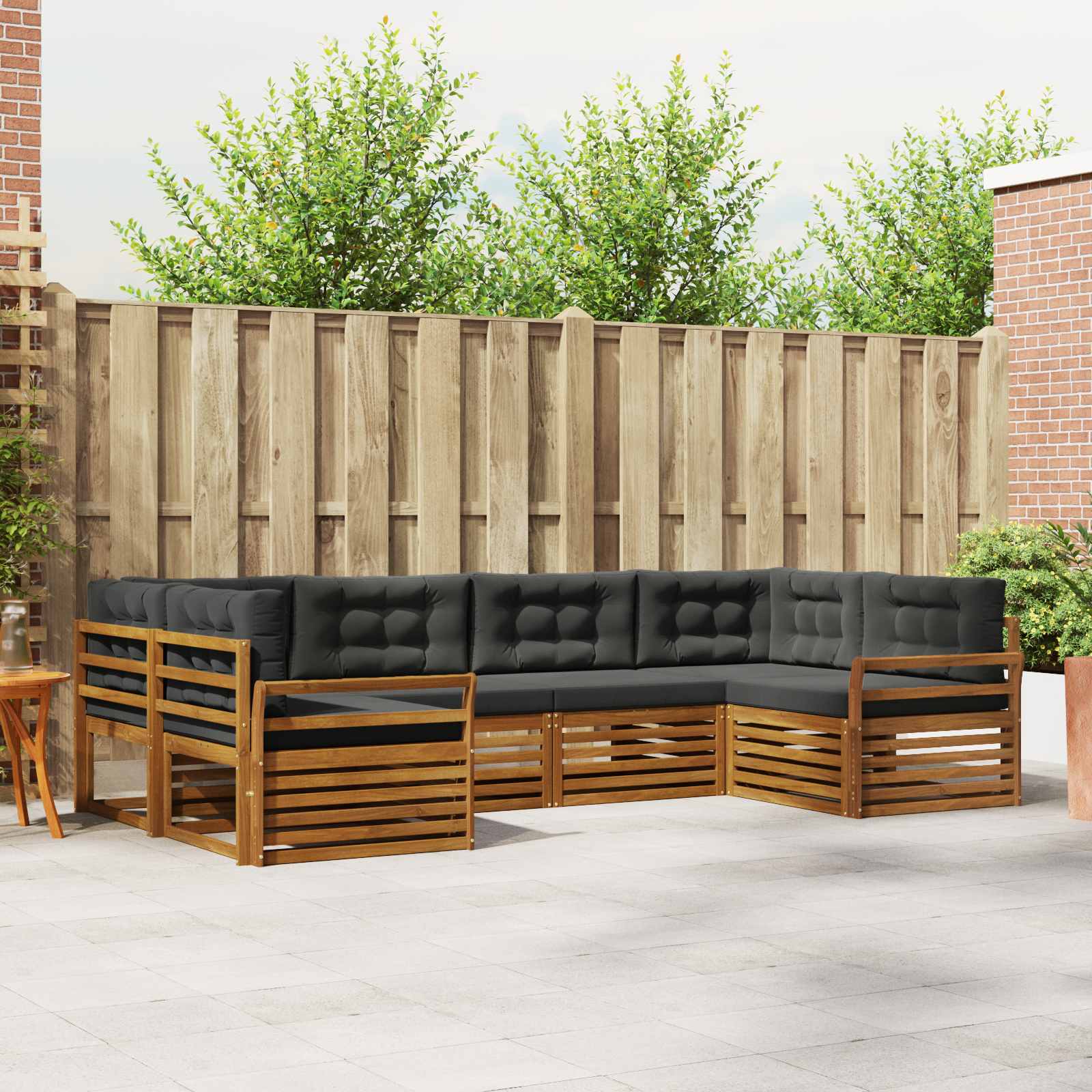 Conjunto de sofás de exterior 6 pcs Natural y Antracita
