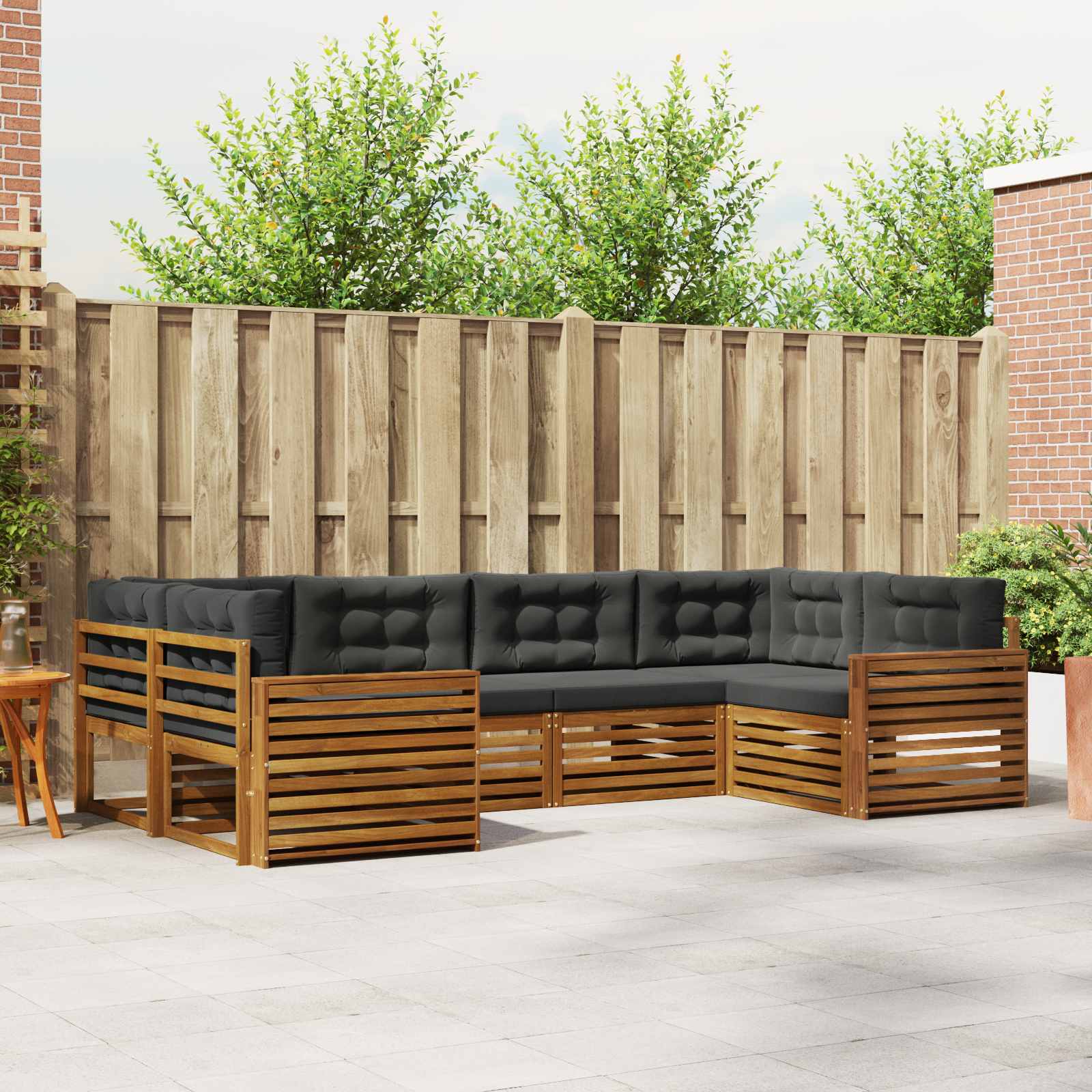 Conjunto de sofás de exterior 6 pcs Natural y Antracita