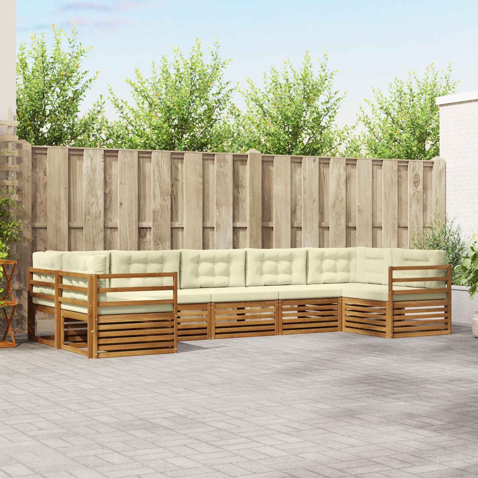 Conjunto de sofás de exterior 7 pcs Blanco y Antracita