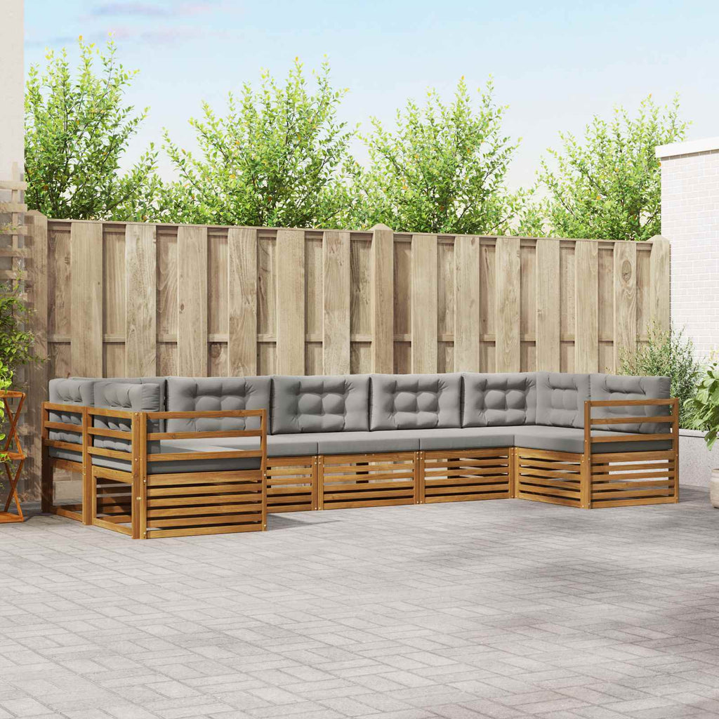 Conjunto de sofás de exterior 7 pcs Blanco y Antracita