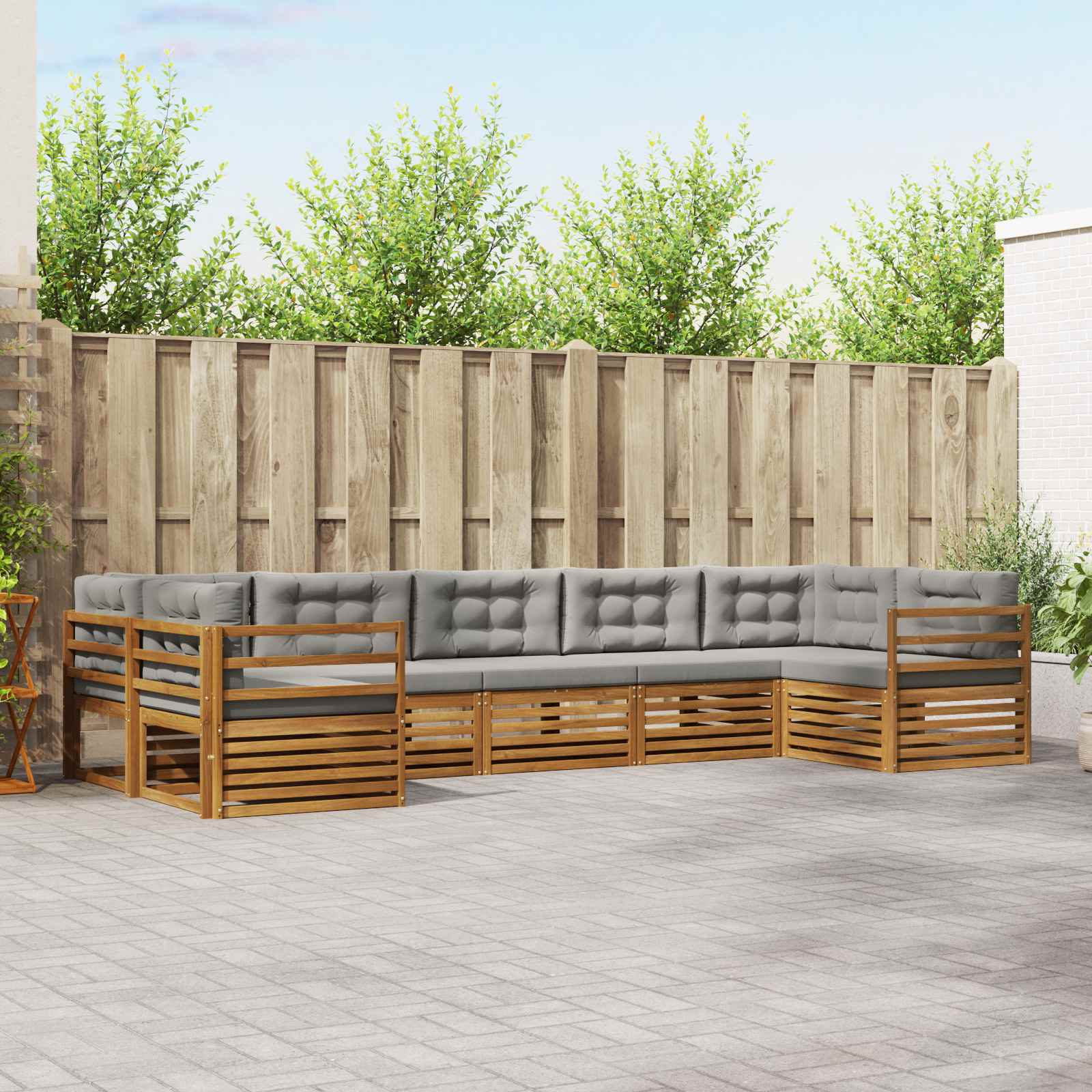Conjunto de sofás de exterior 7 pcs Blanco y Antracita