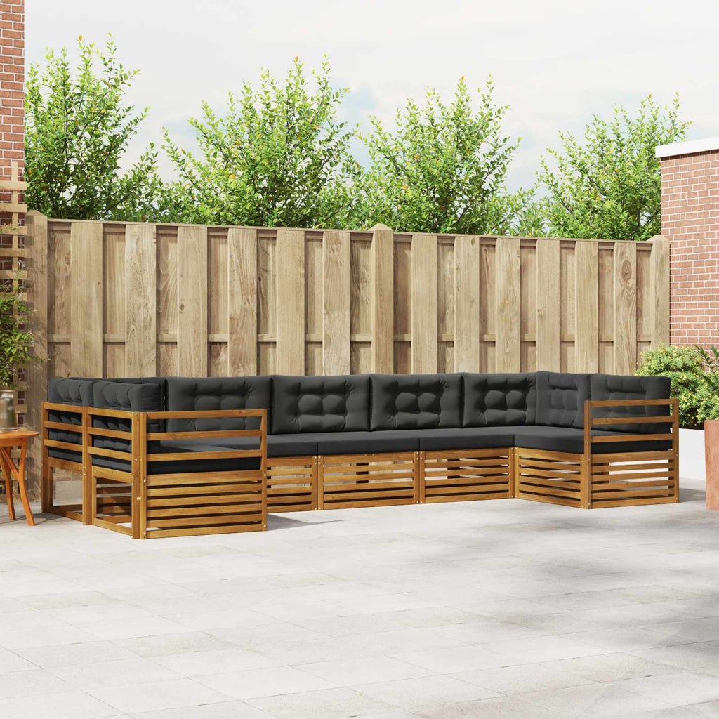 Conjunto de sofás de exterior 7 pcs Blanco y Antracita