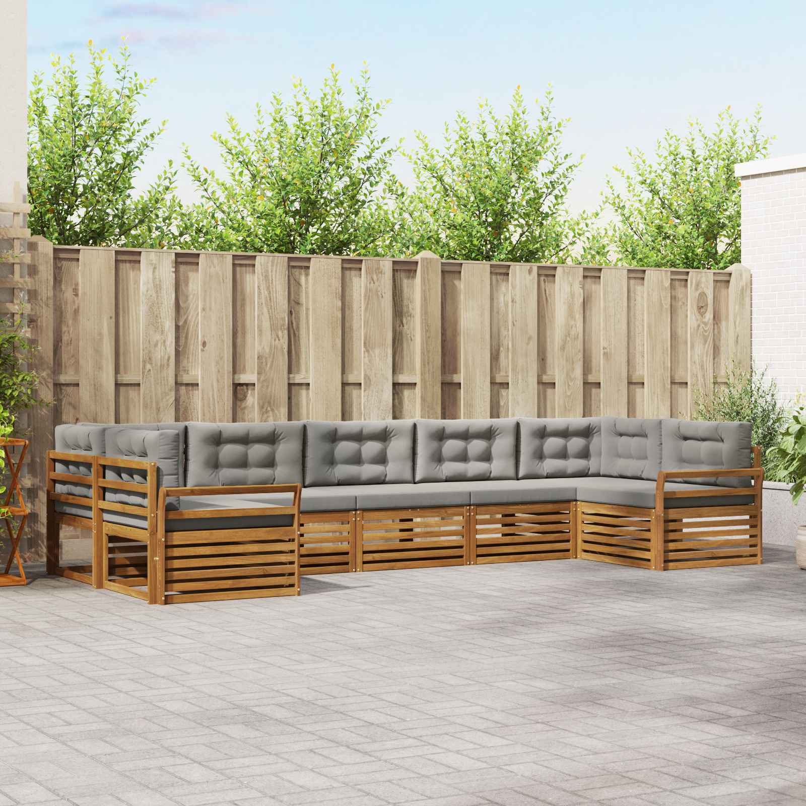Conjunto de sofás de exterior 7 pcs Blanco y Antracita