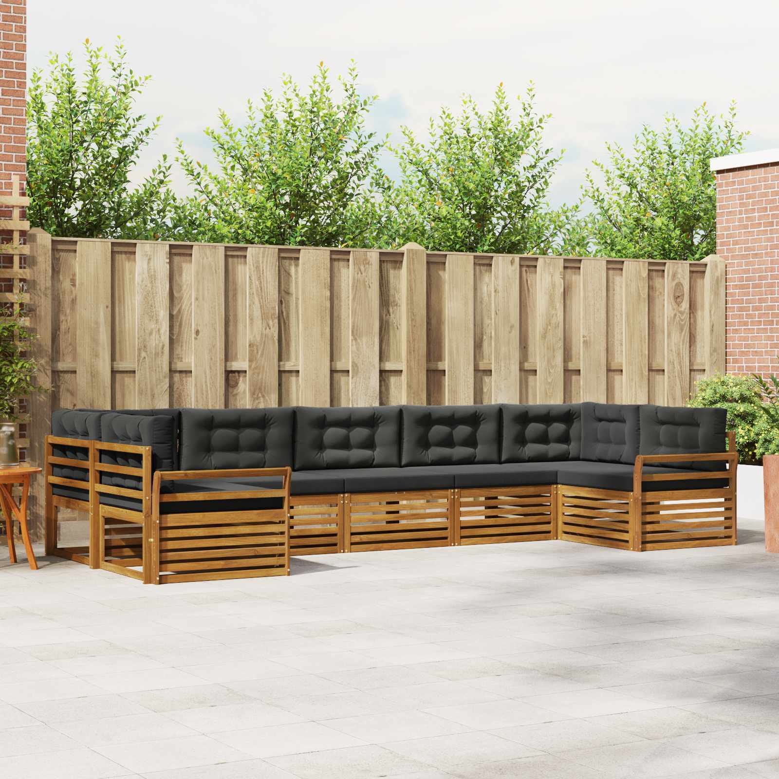 Conjunto de sofás de exterior 7 pcs Blanco y Antracita