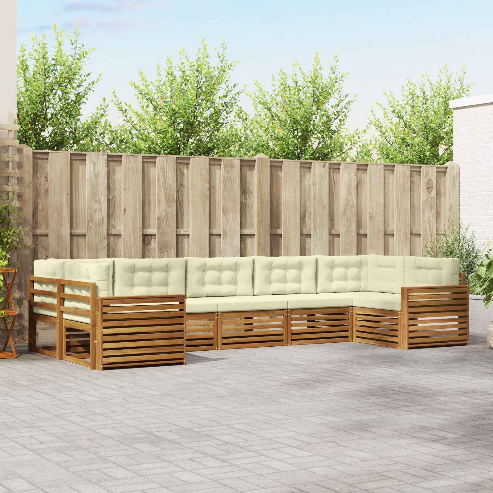 Conjunto de sofás de exterior 7 pcs Blanco y Antracita