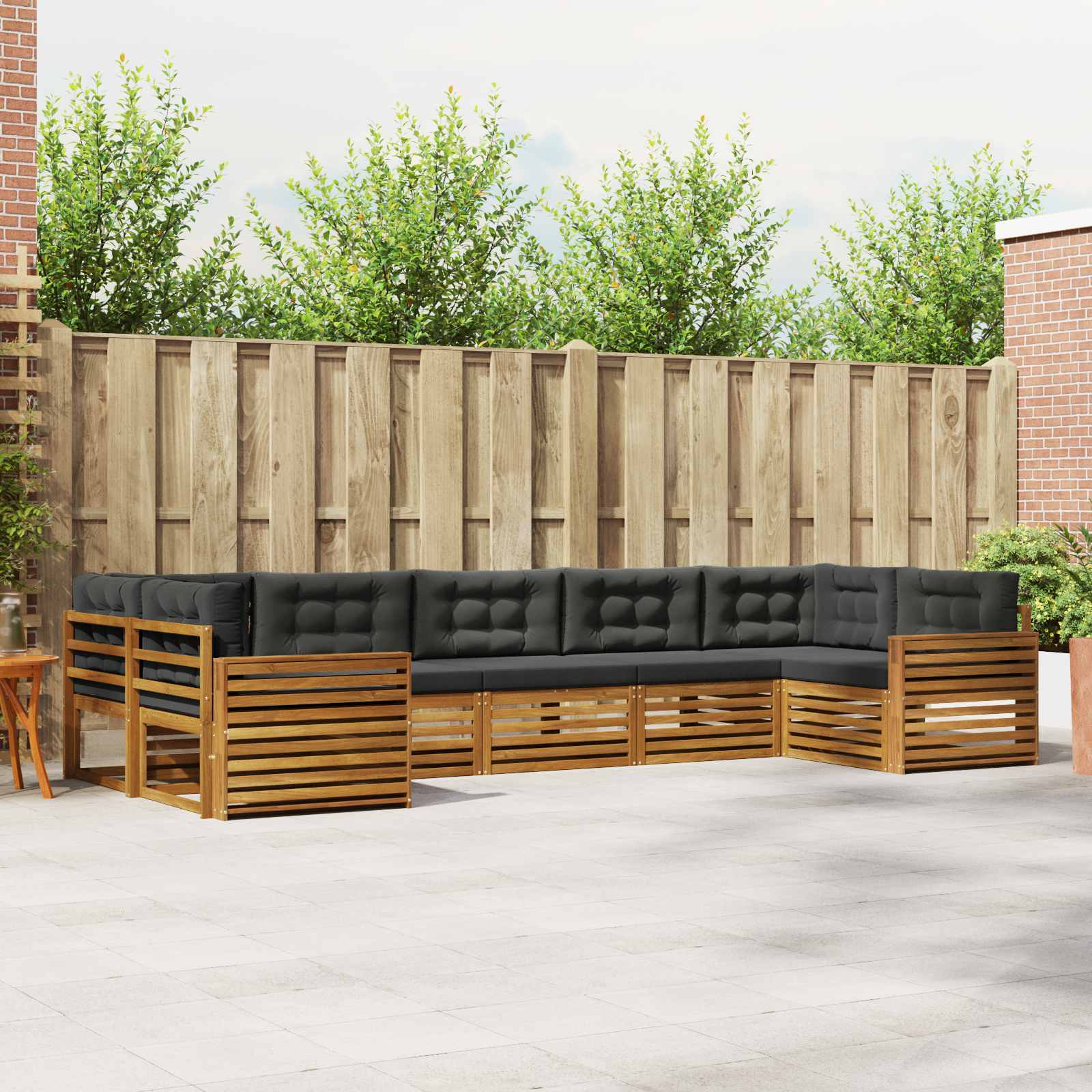 Conjunto de sofás de exterior 7 pcs Blanco y Antracita
