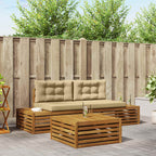 Conjunto de sofás de exterior con cojín 3 Pieza Natural y Beige