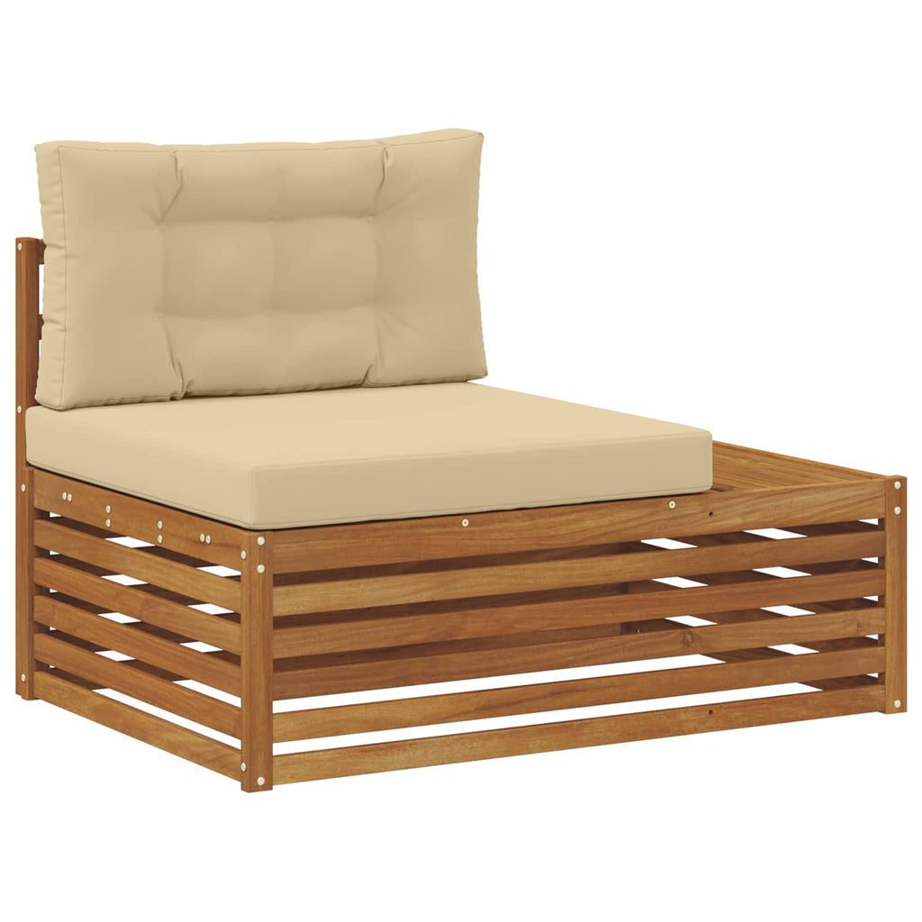 Conjunto de sofás de exterior con cojín 3 Pieza Natural y Beige