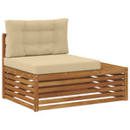 Conjunto de sofás de exterior con cojín 3 Pieza Natural y Beige