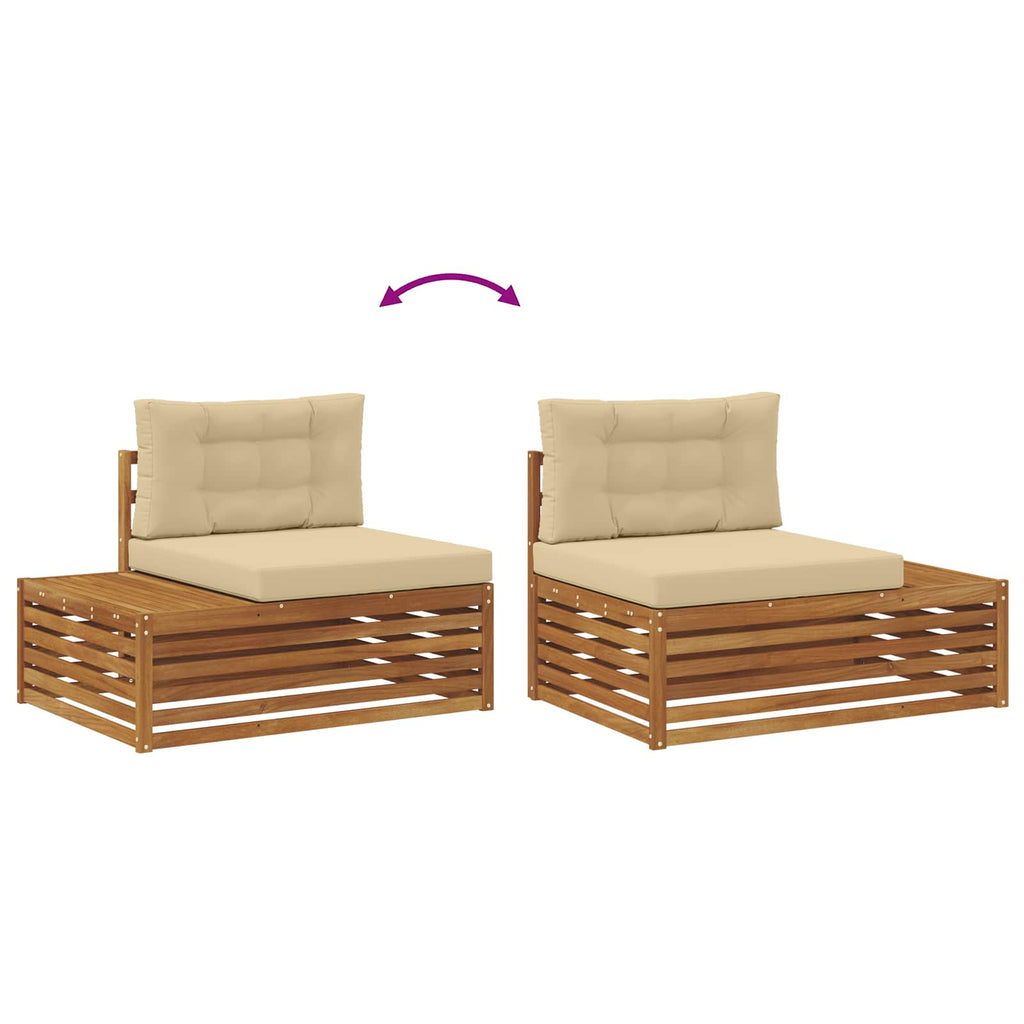 Conjunto de sofás de exterior con cojín 3 Pieza Natural y Beige