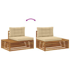 Conjunto de sofás de exterior con cojín 3 Pieza Natural y Beige