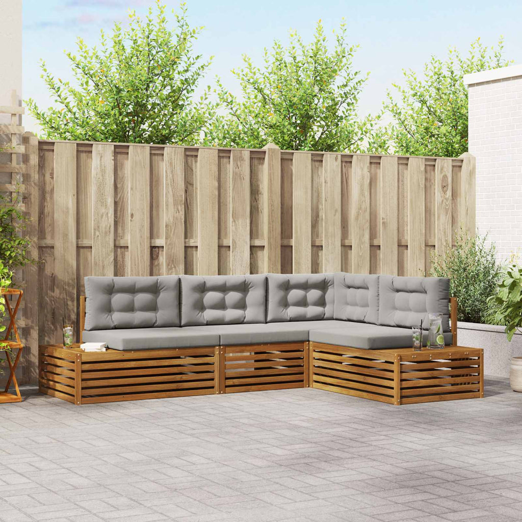 Conjunto de sofás de exterior 4 Pieza Gris Natural y Claro