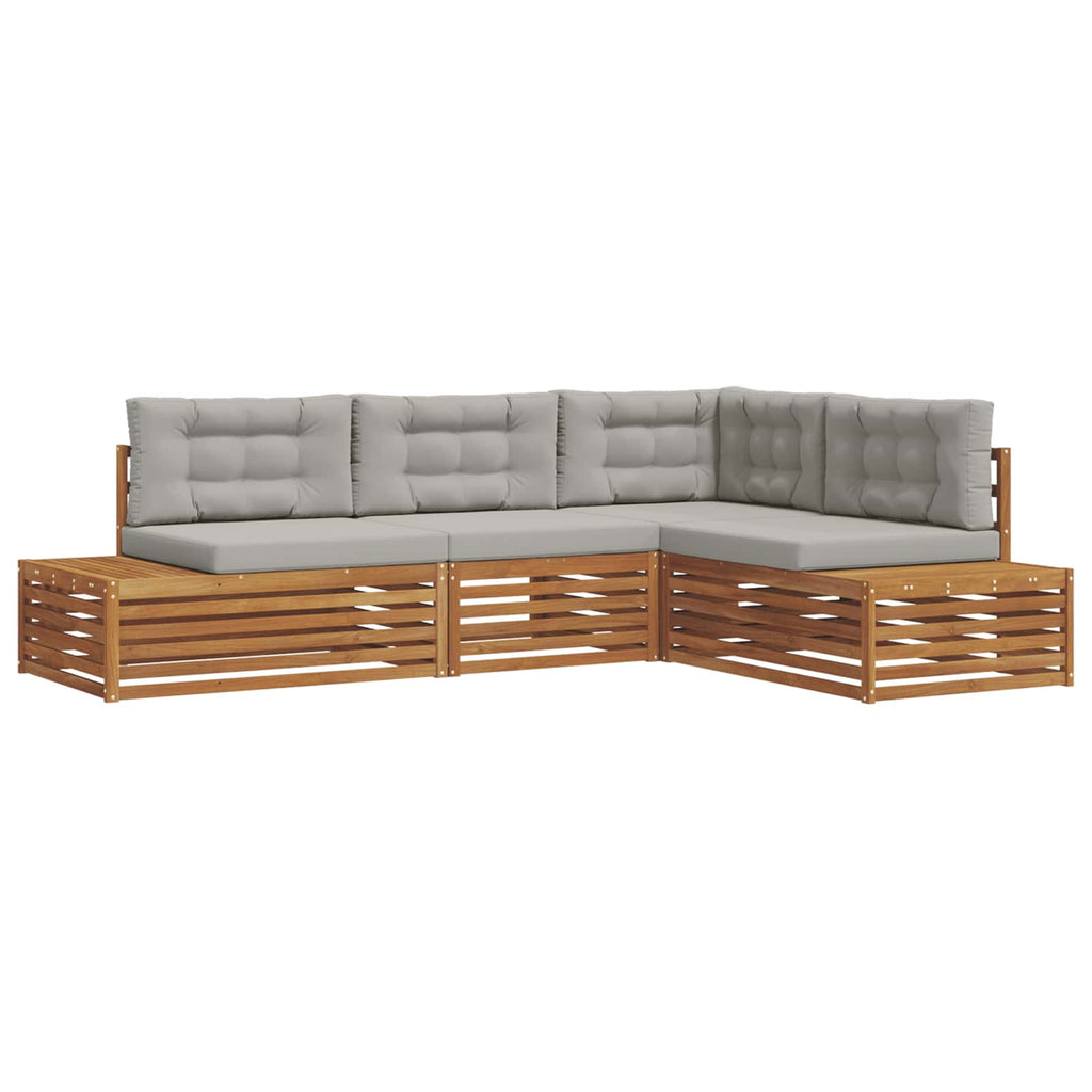 Conjunto de sofás de exterior 4 Pieza Gris Natural y Claro