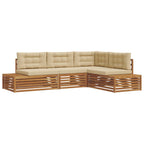 Conjunto de sofás de exterior con cojín 4 Pieza Natural y Beige