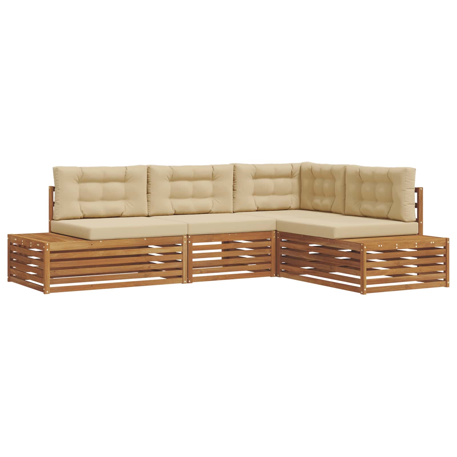 Conjunto de sofás de exterior con cojín 4 Pieza Natural y Beige