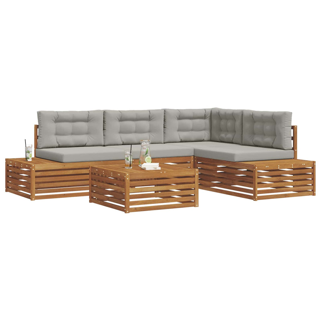 Conjunto de sofás de exterior 5 Pieza Gris Natural y Claro