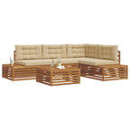 Conjunto de sofás de exterior con cojín 5 Pieza Natural y Beige