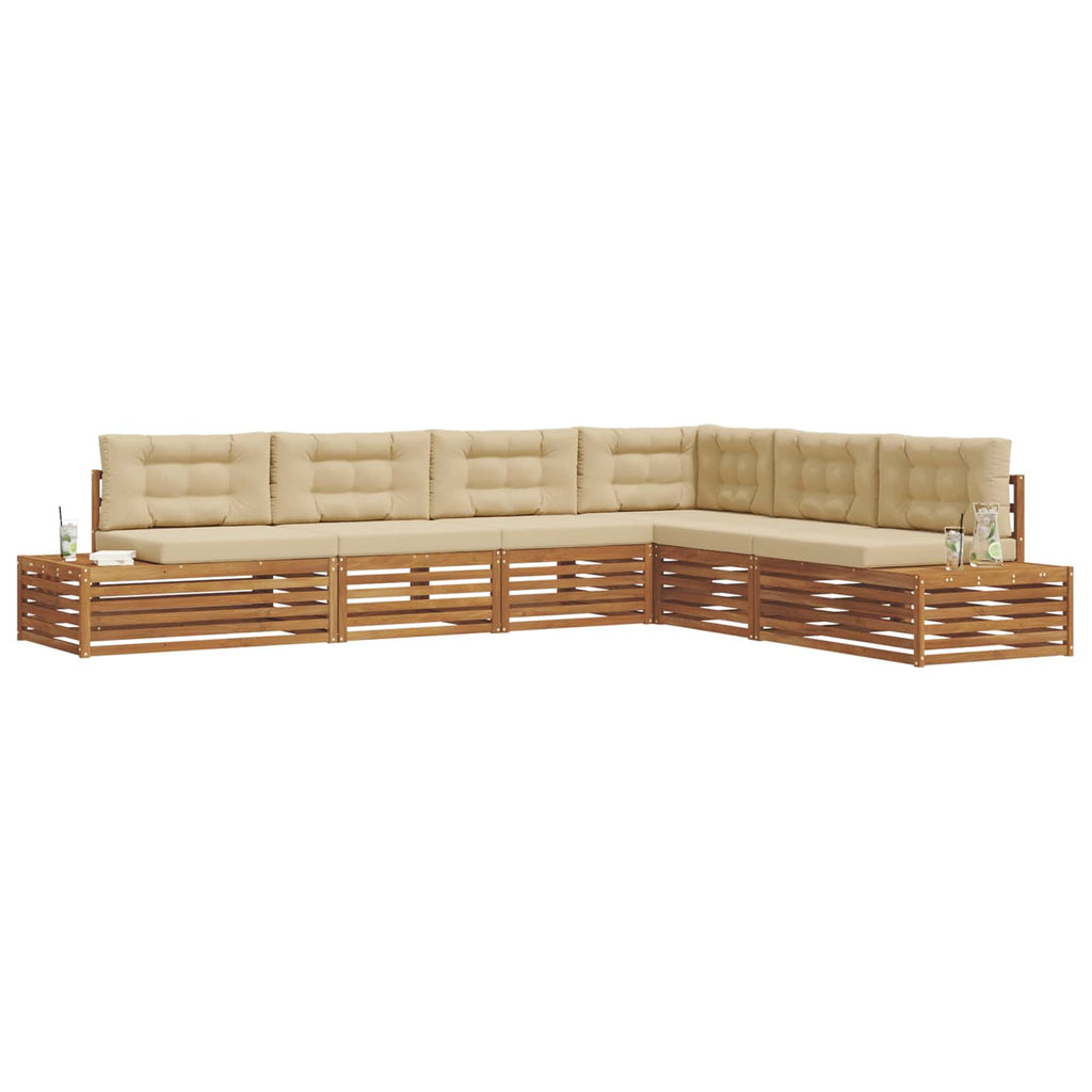 Conjunto de sofás de exterior con cojín 6 Pieza Natural y Beige