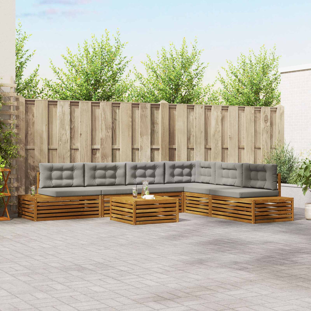 Conjunto de sofás de exterior 7 Pieza Gris Natural y Claro