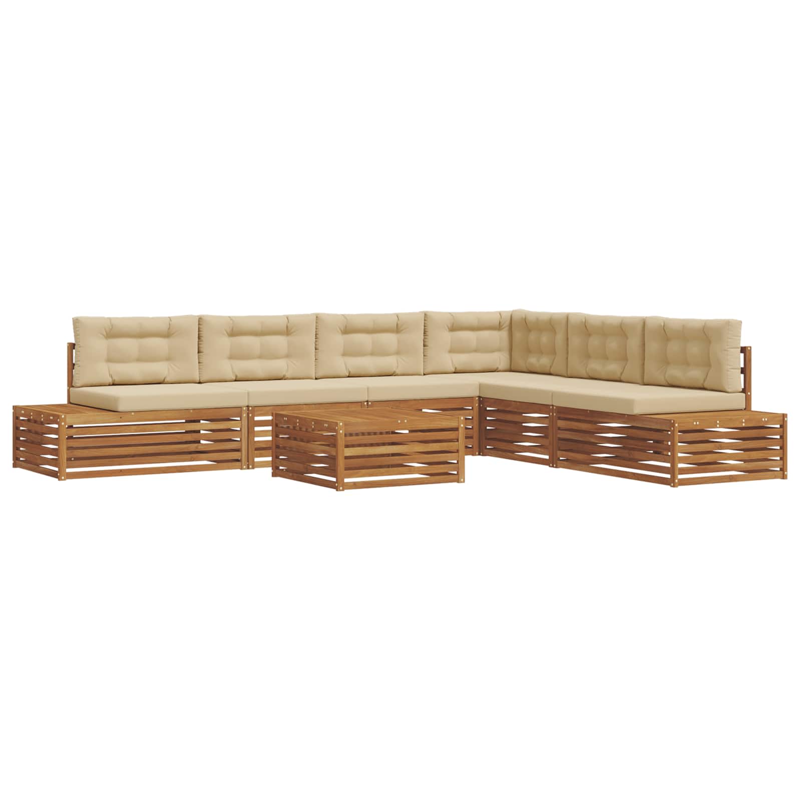 Conjunto de sofás de exterior con cojín 7 Pieza Natural y Beige