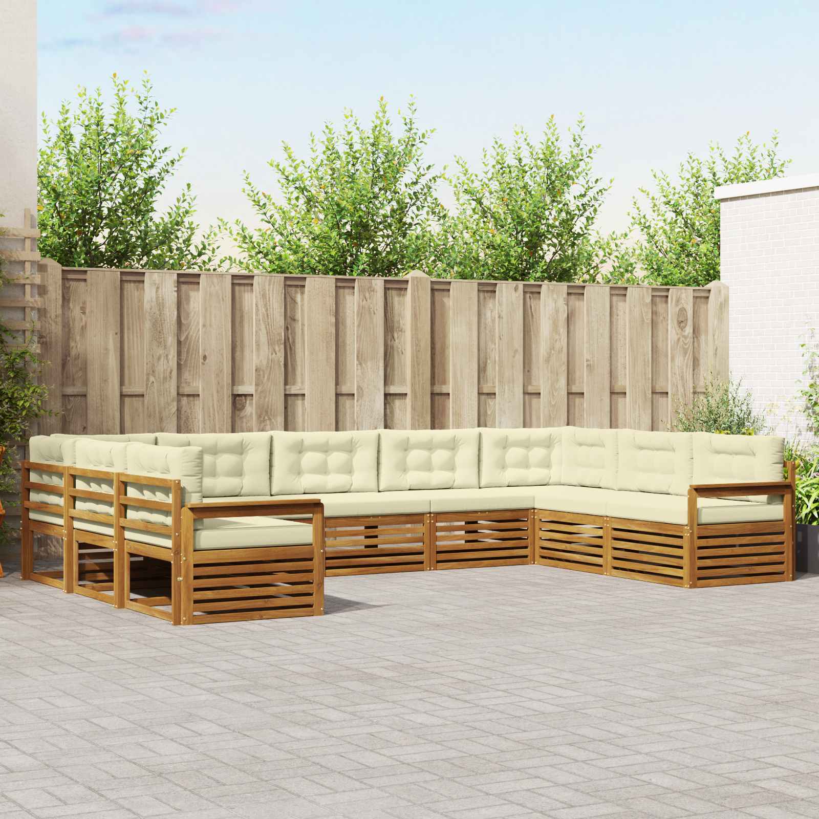 Conjunto de sofás de exterior 5 pcs Blanco 249 x 122,5 x 73 cm