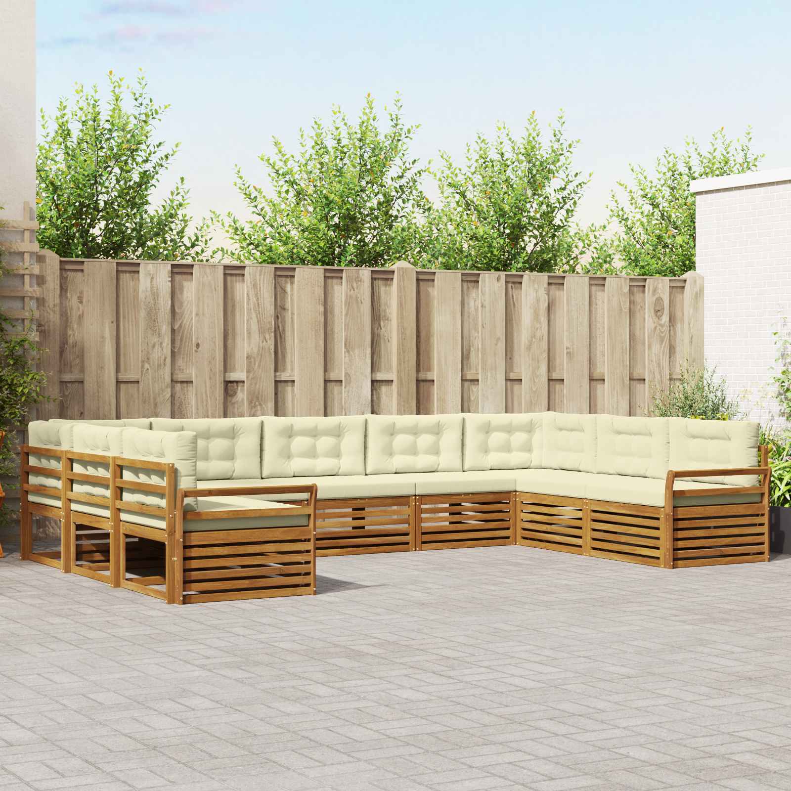 Conjunto de sofás de exterior 5 pcs Blanco 249 x 122,5 x 73 cm