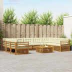 Conjunto de sofás de exterior con cojín 10 pcs Blanco y Crema