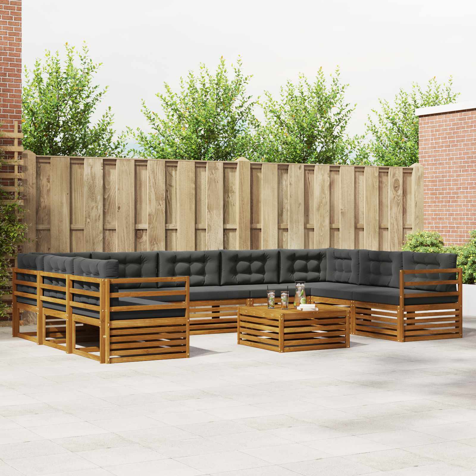 Conjunto de sofás de exterior 10 pcs Blanco y Antracita