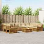 Conjunto de sofás de exterior con cojín 10 pcs Blanco y Crema