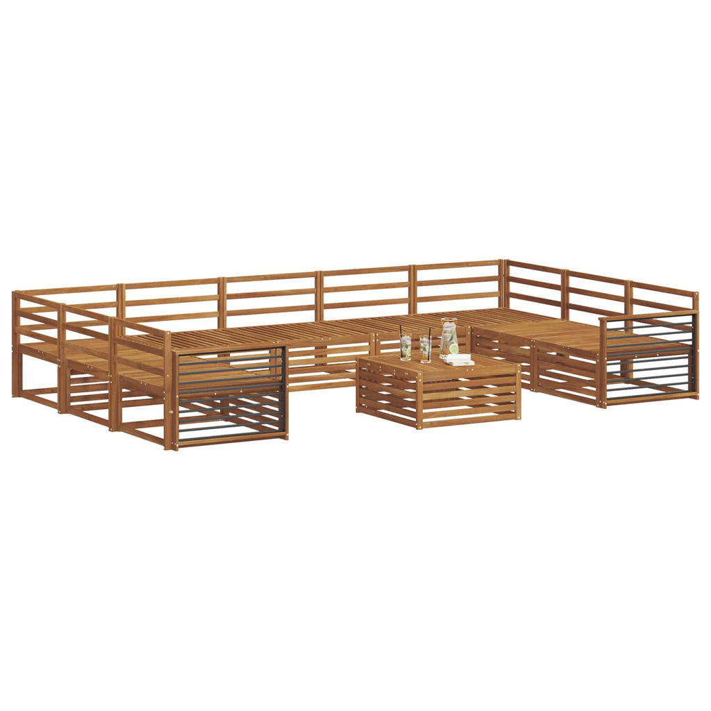 Juegos de sofás 10 pcs Natural Madera de Acacia Sólida