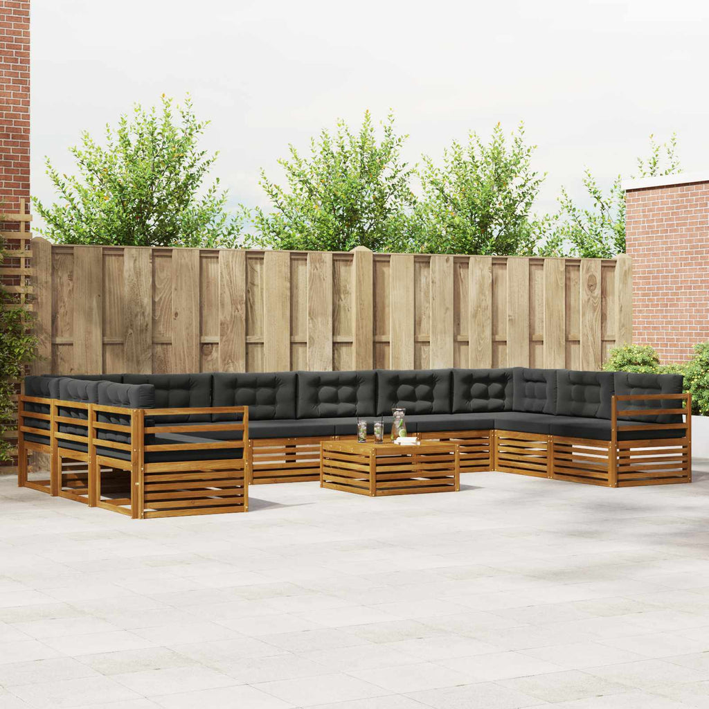 Juegos de sofás 8 pcs Natural y Beige Madera de Acacia Sólida