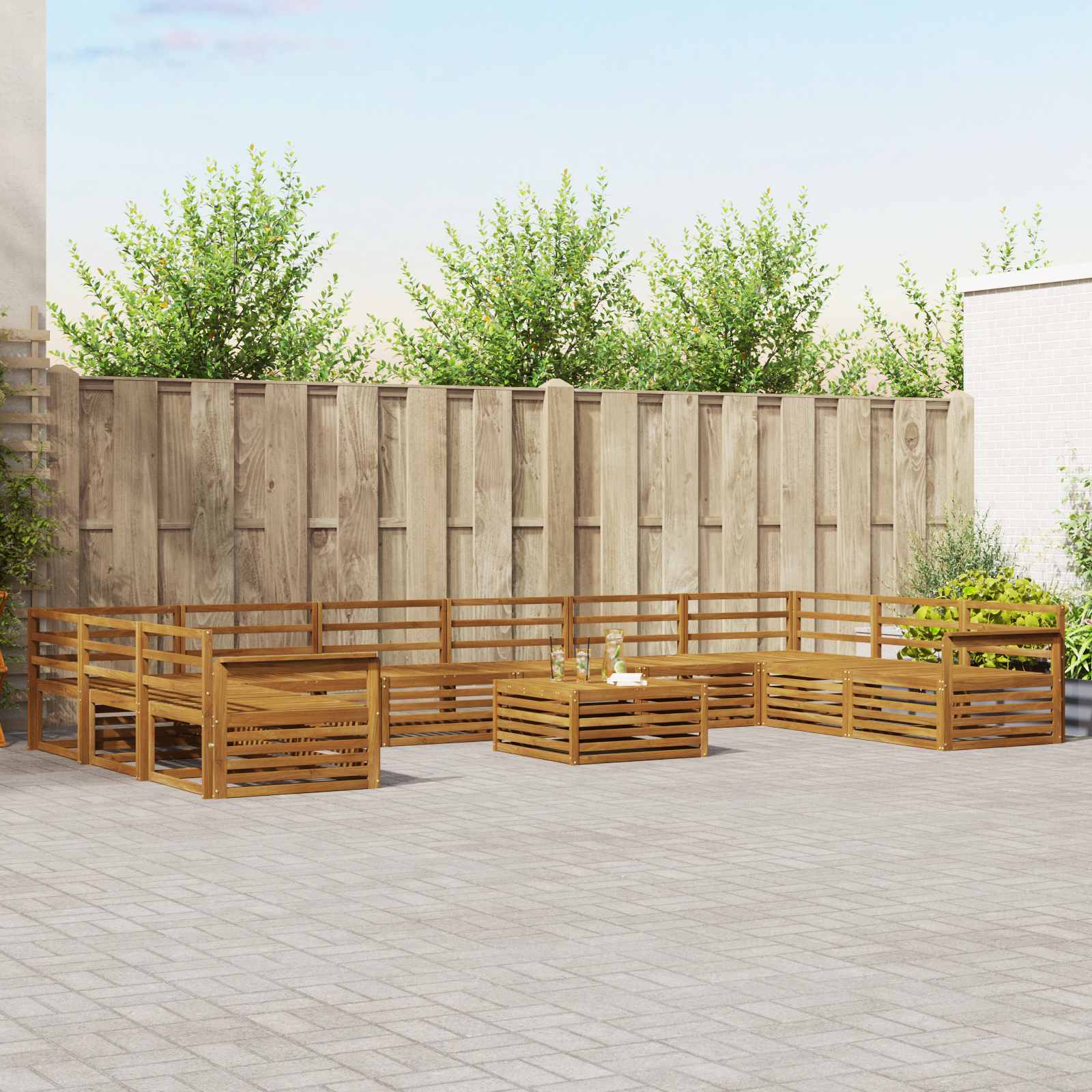 Juegos de sofás 11 pcs Madera de Acacia Sólida