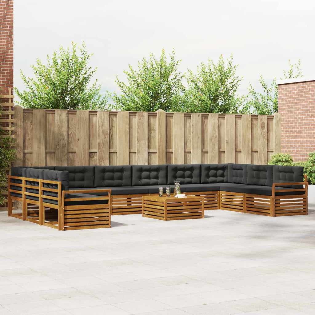 Juegos de sofás 8 pcs Natural y Beige Madera de Acacia Sólida