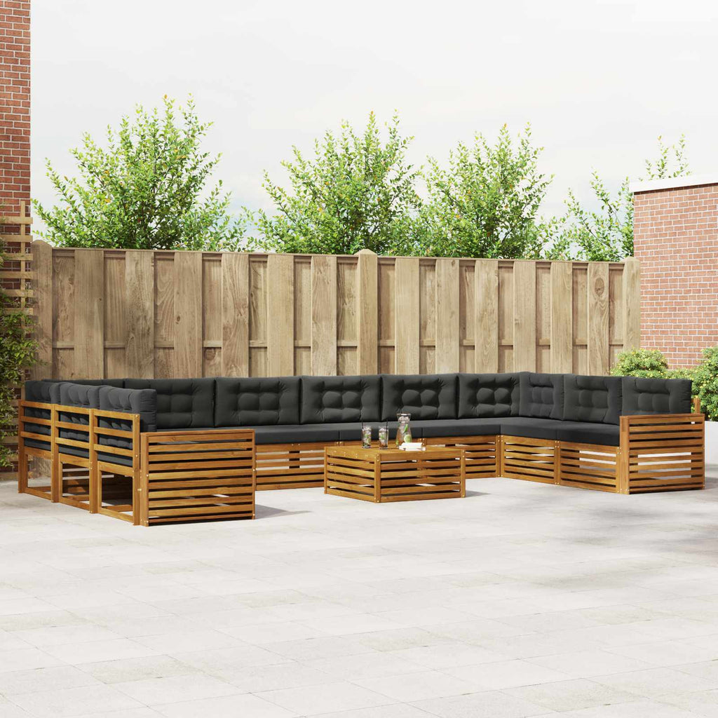 Juegos de sofás 8 pcs Natural y Beige Madera de Acacia Sólida