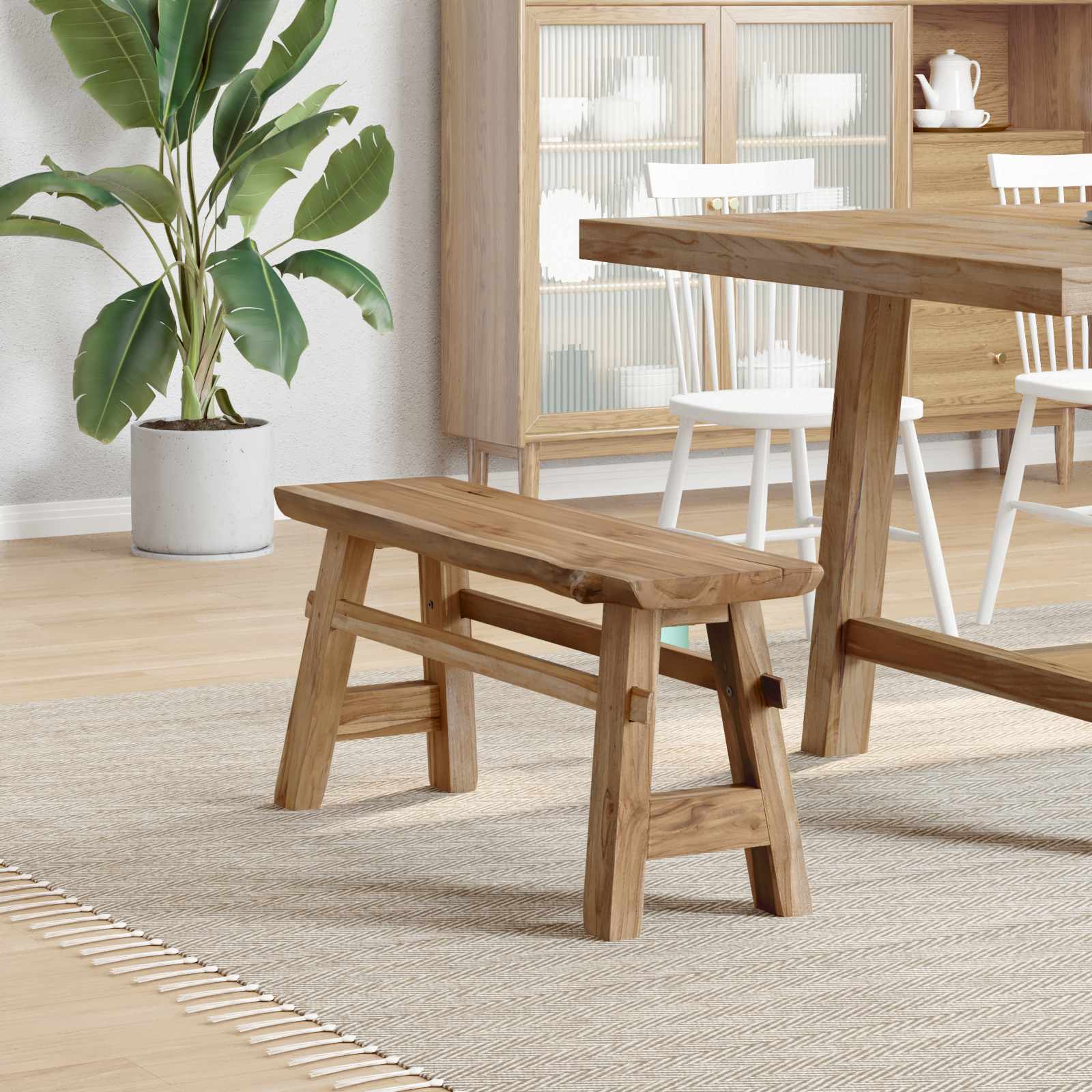 Banco Natural 100 x 29 x 43,5 cm Madera de teca maciza