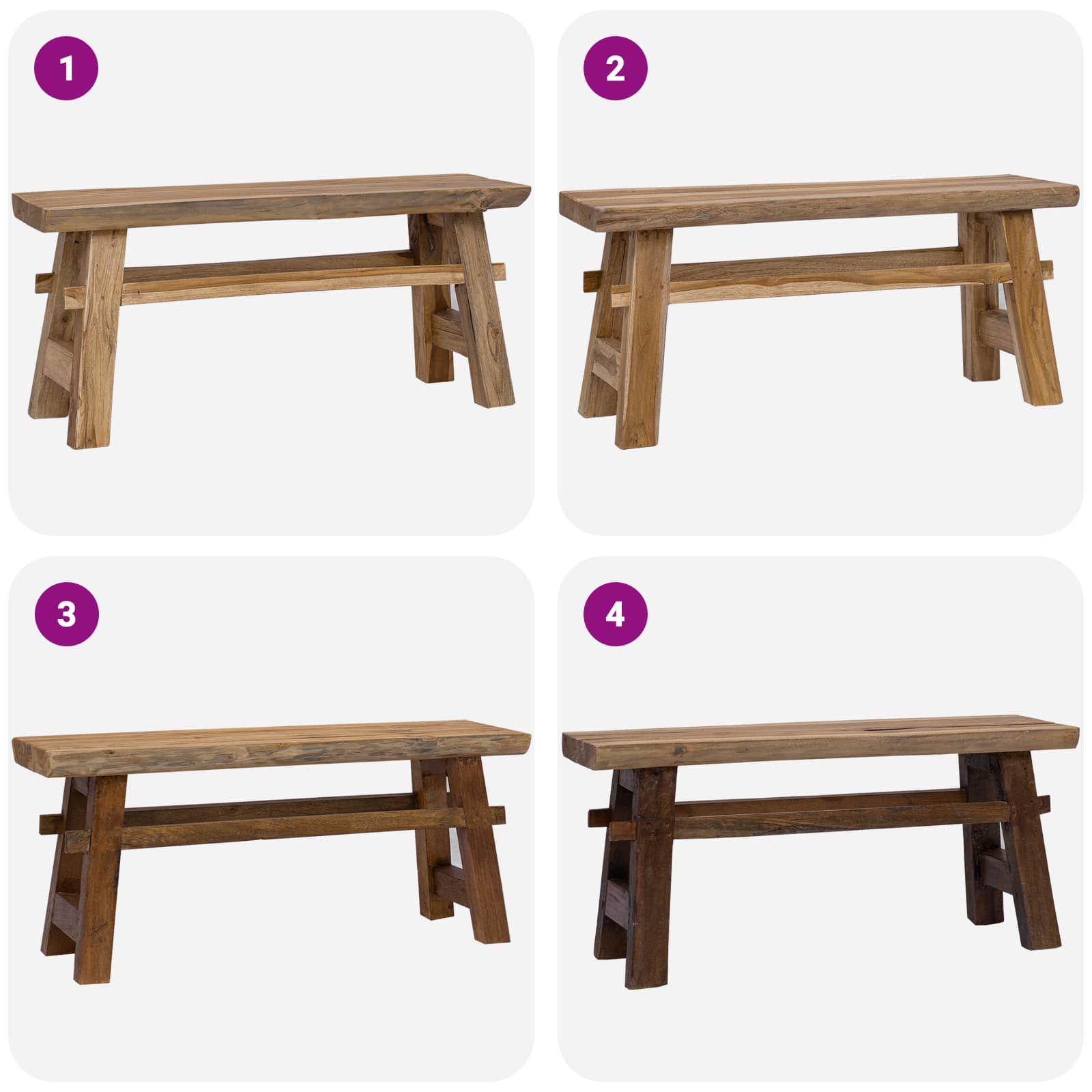 Banco Natural 100 x 29 x 43,5 cm Madera de teca maciza