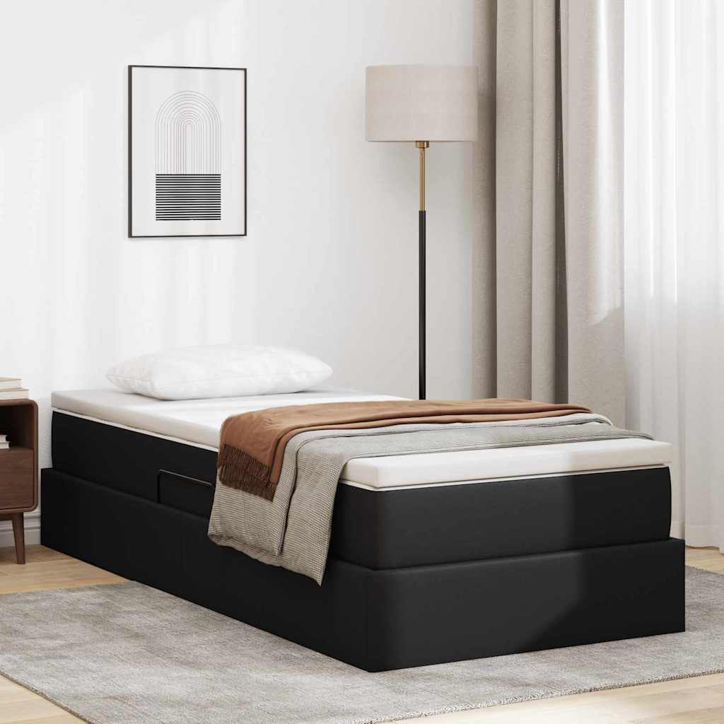 Cama com arrumação e colchão 100 x 200 cm Couro sintético