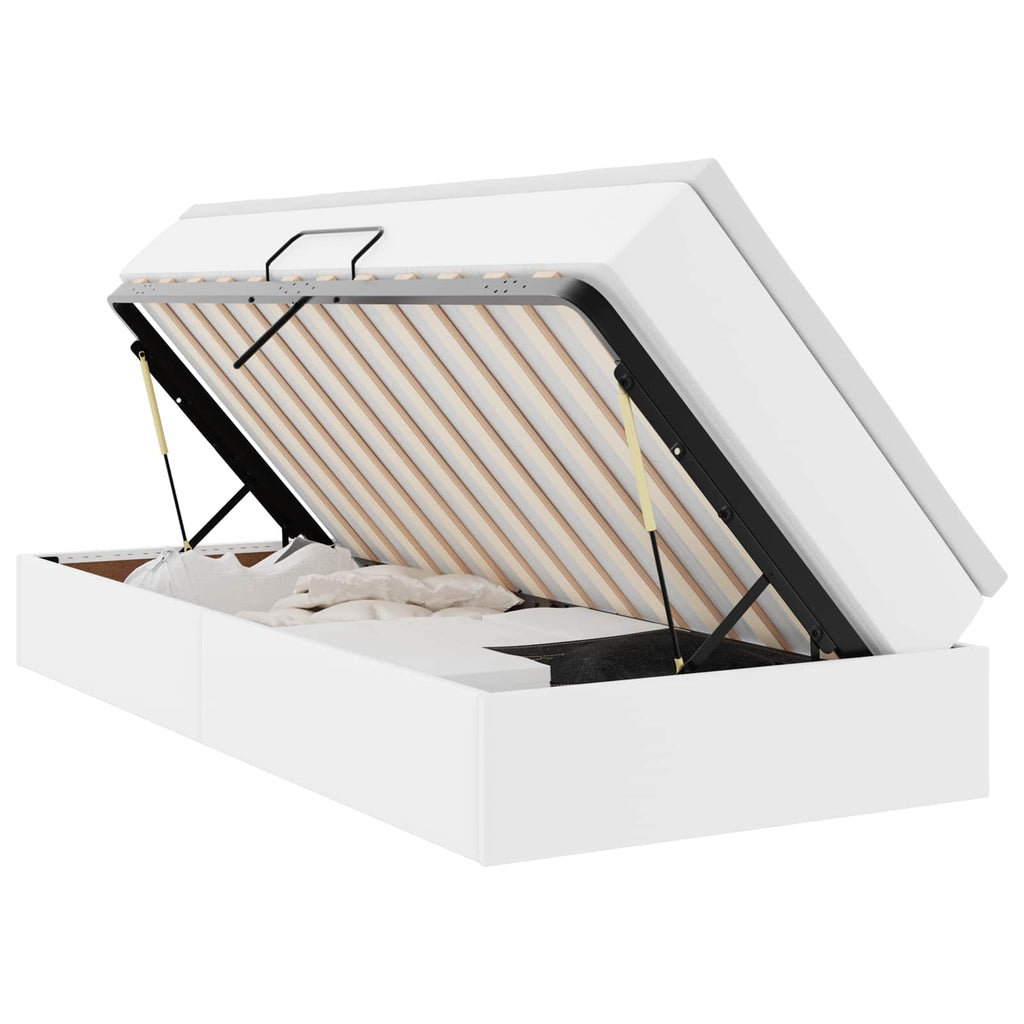 Cama con almacenamiento y colchón 100 x 200 cm Cuero sintético