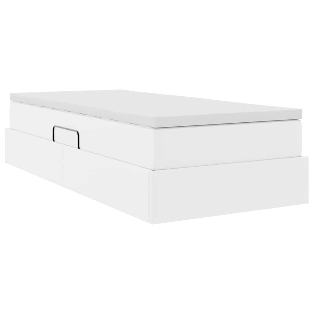 Cama con almacenamiento y colchón 100 x 200 cm Cuero sintético