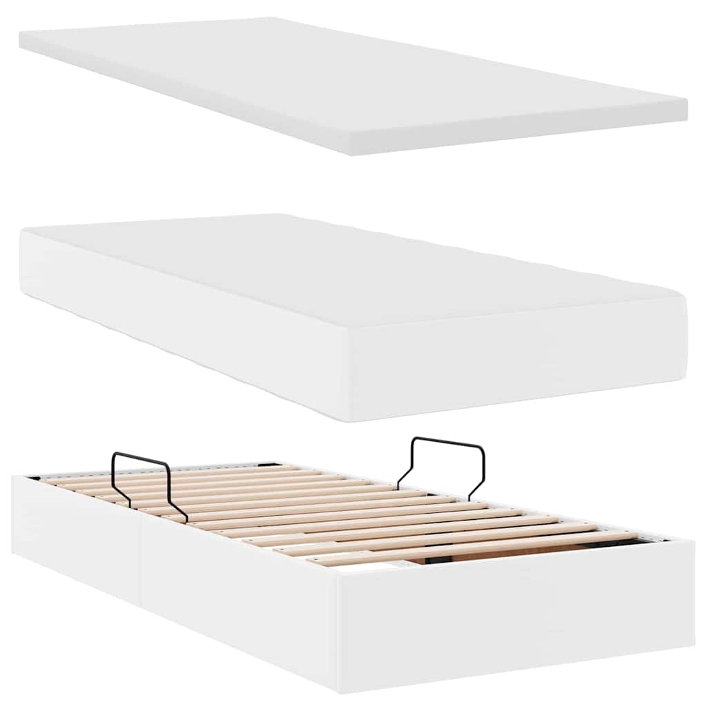 Cama con almacenamiento y colchón 100 x 200 cm Cuero sintético