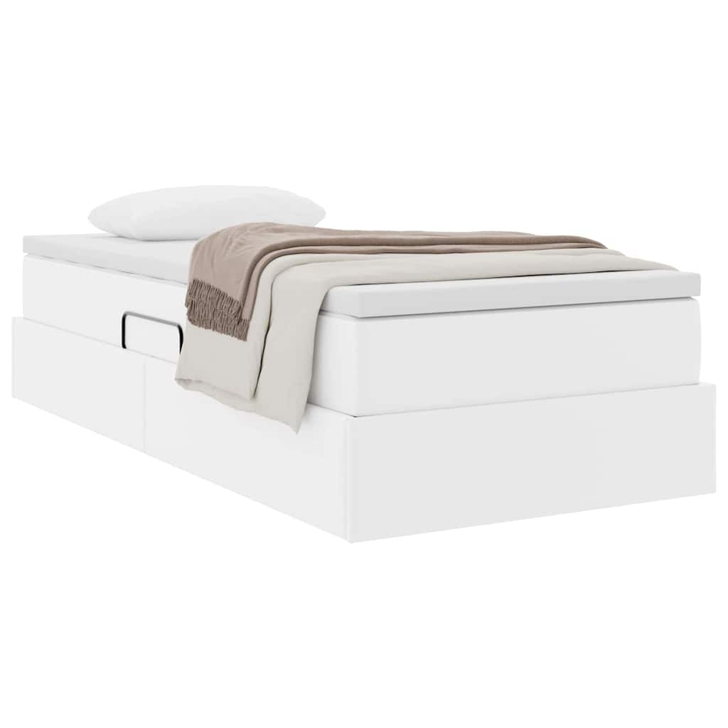 Cama con almacenamiento y colchón 100 x 200 cm Cuero sintético