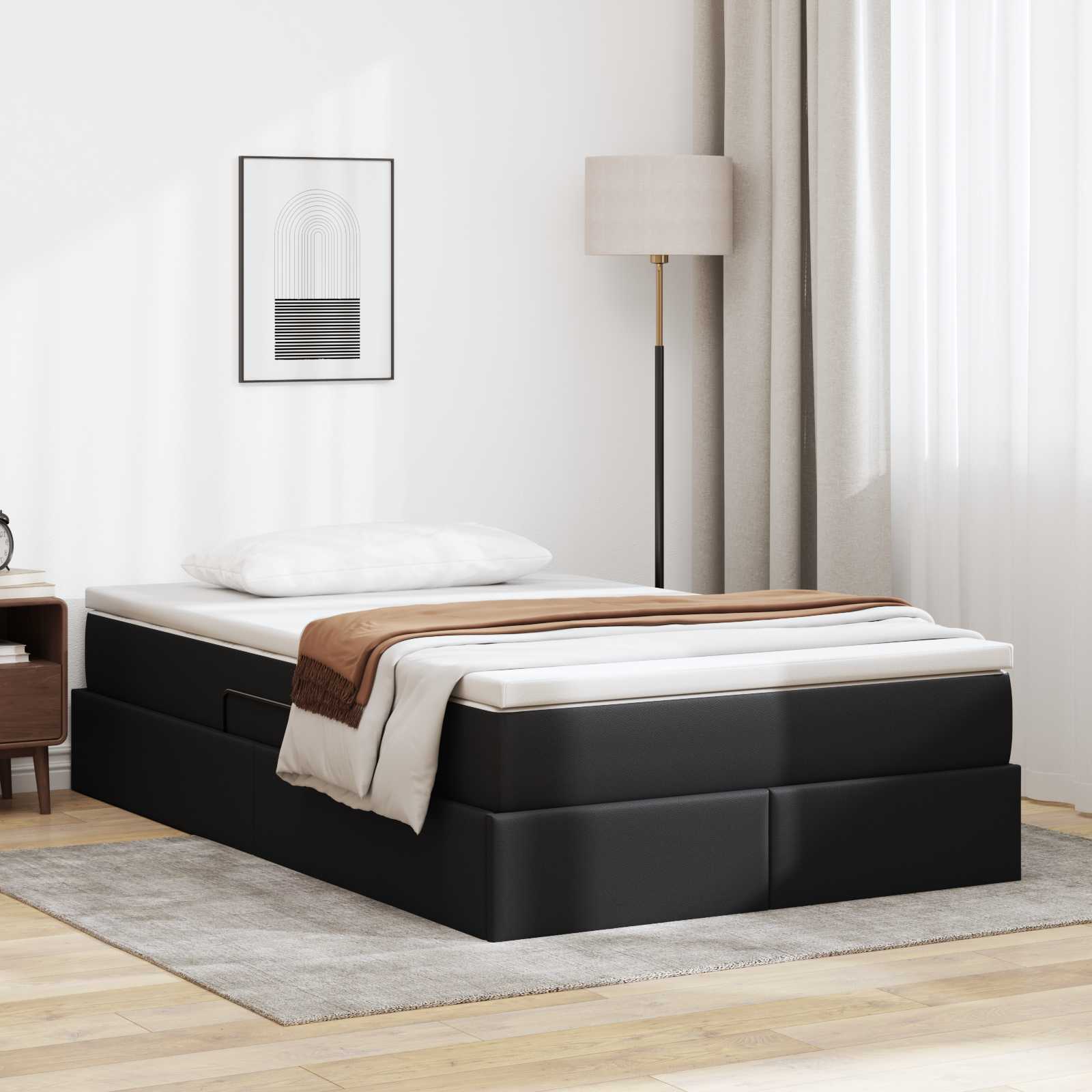 Cama com arrumação e colchão 100 x 200 cm Couro sintético