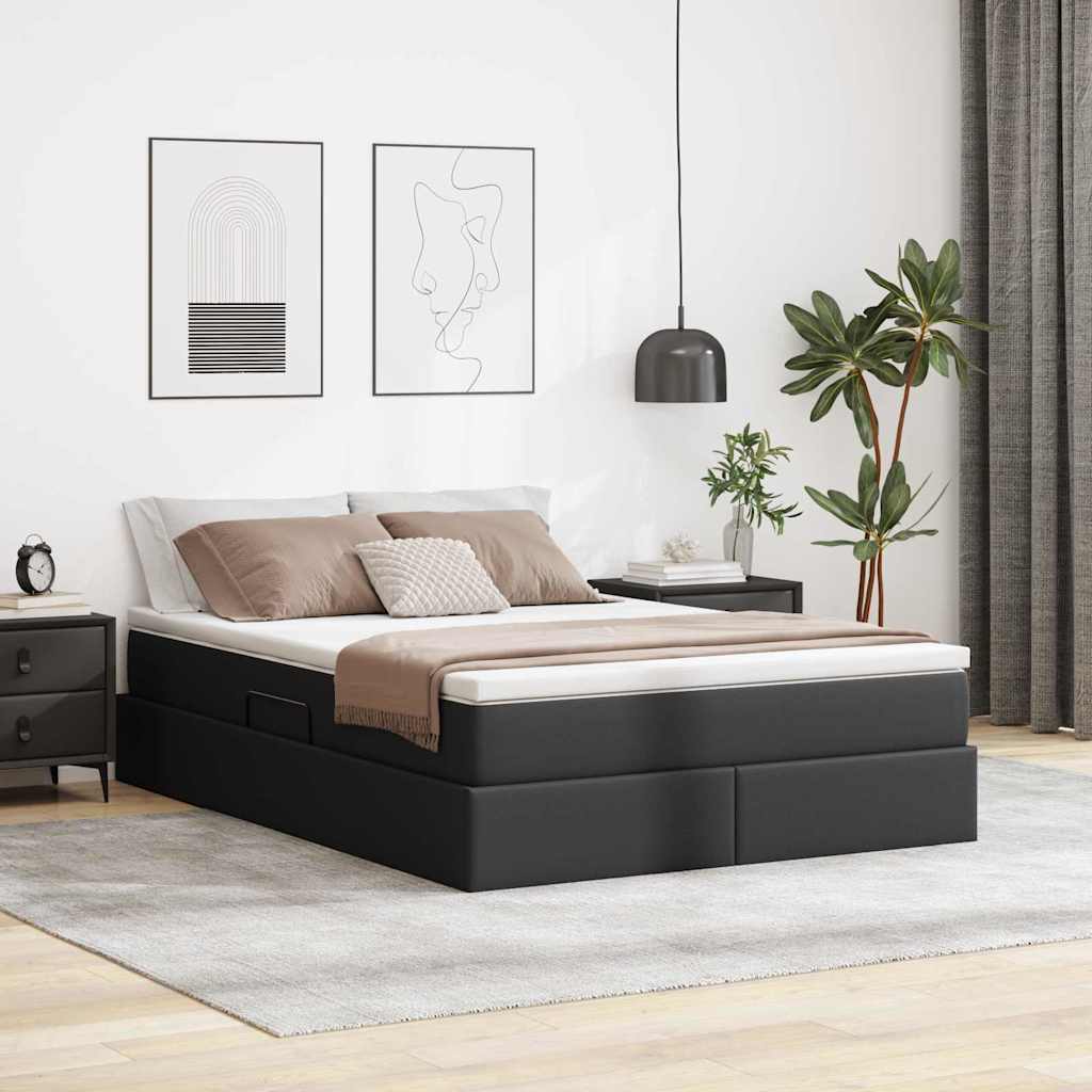 Cama com arrumação e colchão 100 x 200 cm Couro sintético