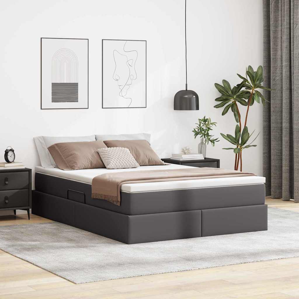Cama com arrumação e colchão 100 x 200 cm Couro sintético