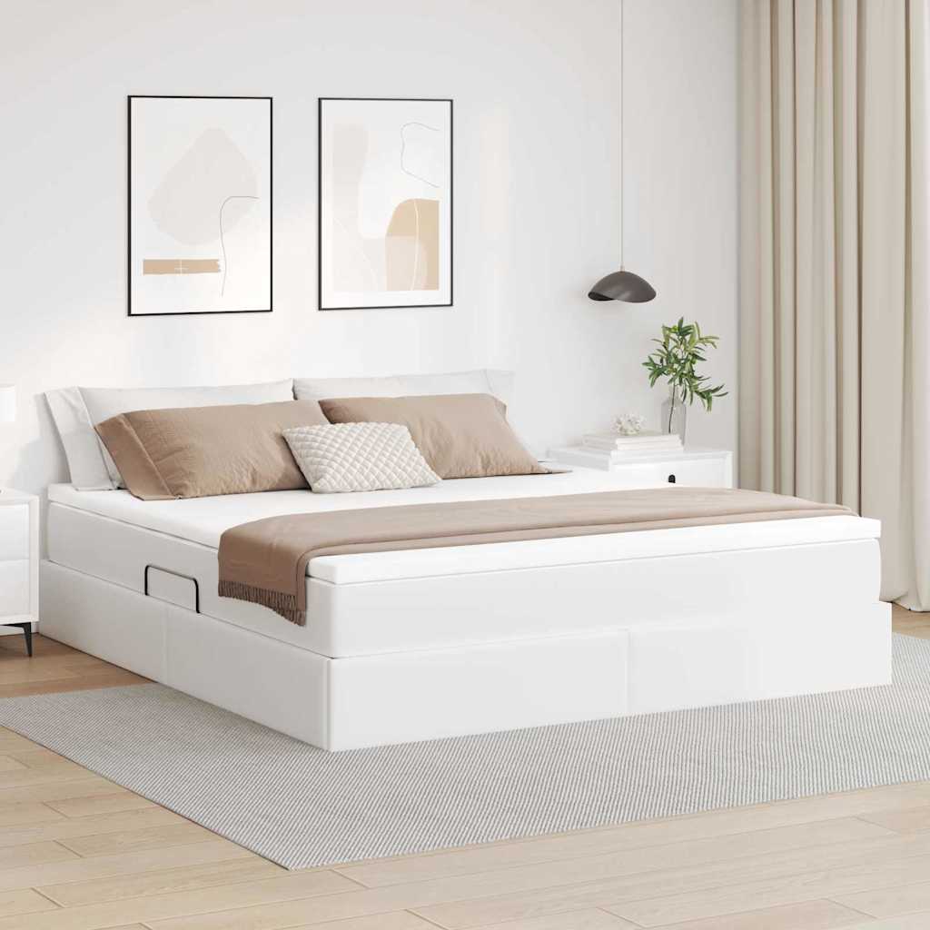 Cama com arrumação e colchão 100 x 200 cm Couro sintético