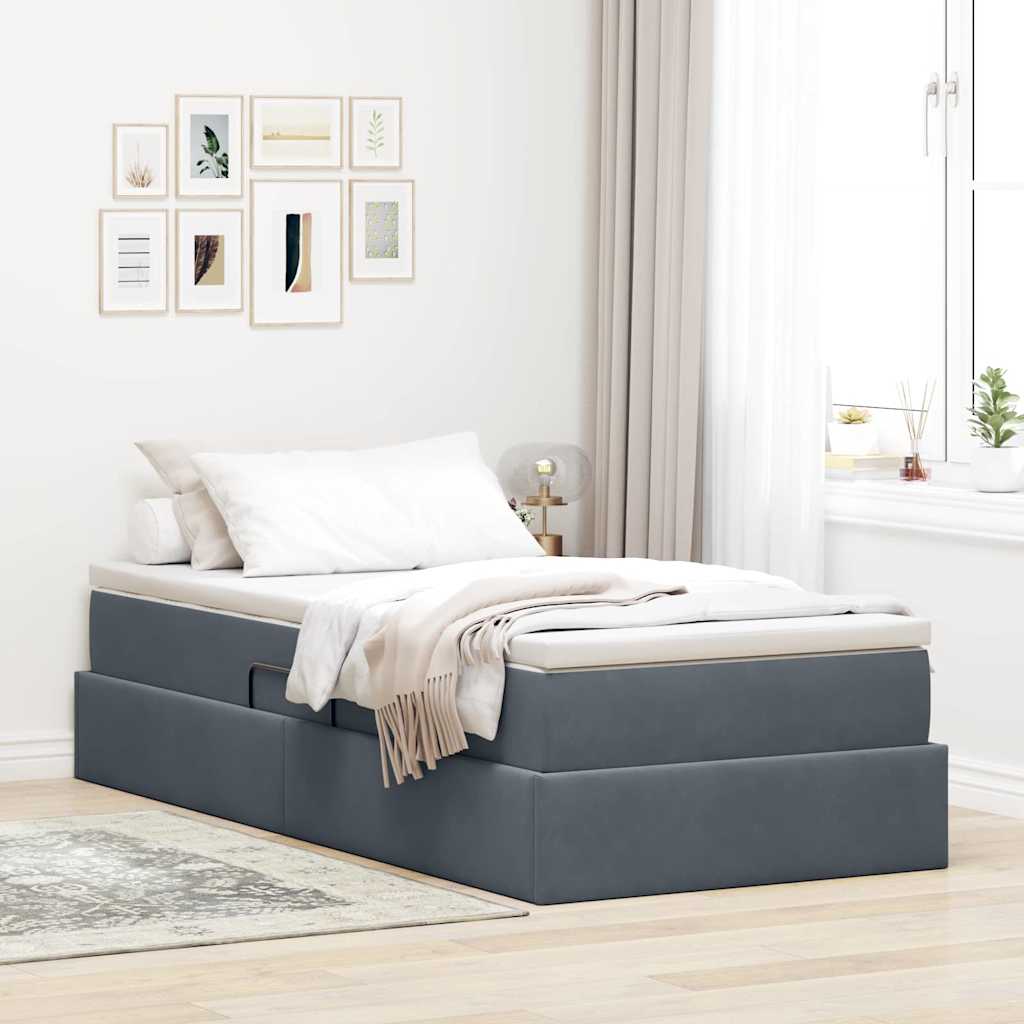 Cama com arrumação e colchão Azul 120 x 190 cm Veludo