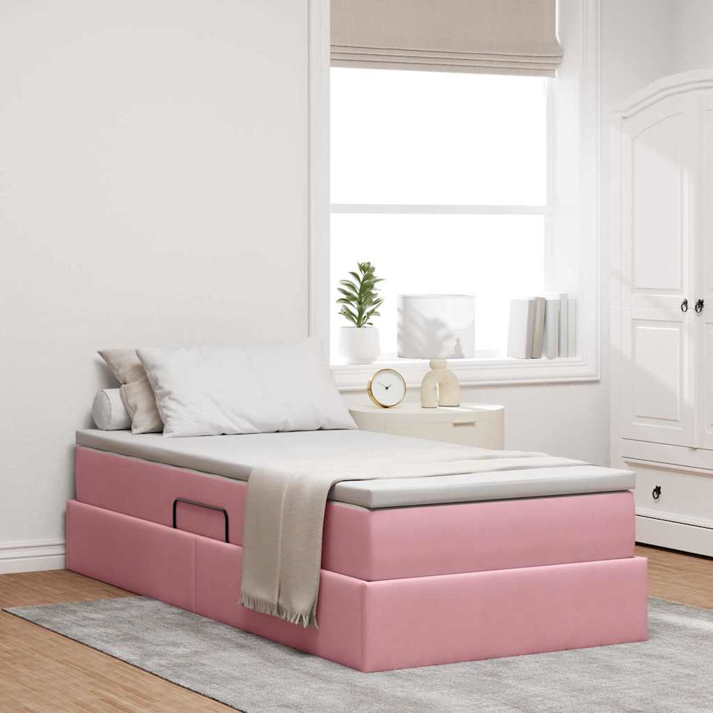 Cama com arrumação e colchão Azul 120 x 190 cm Veludo