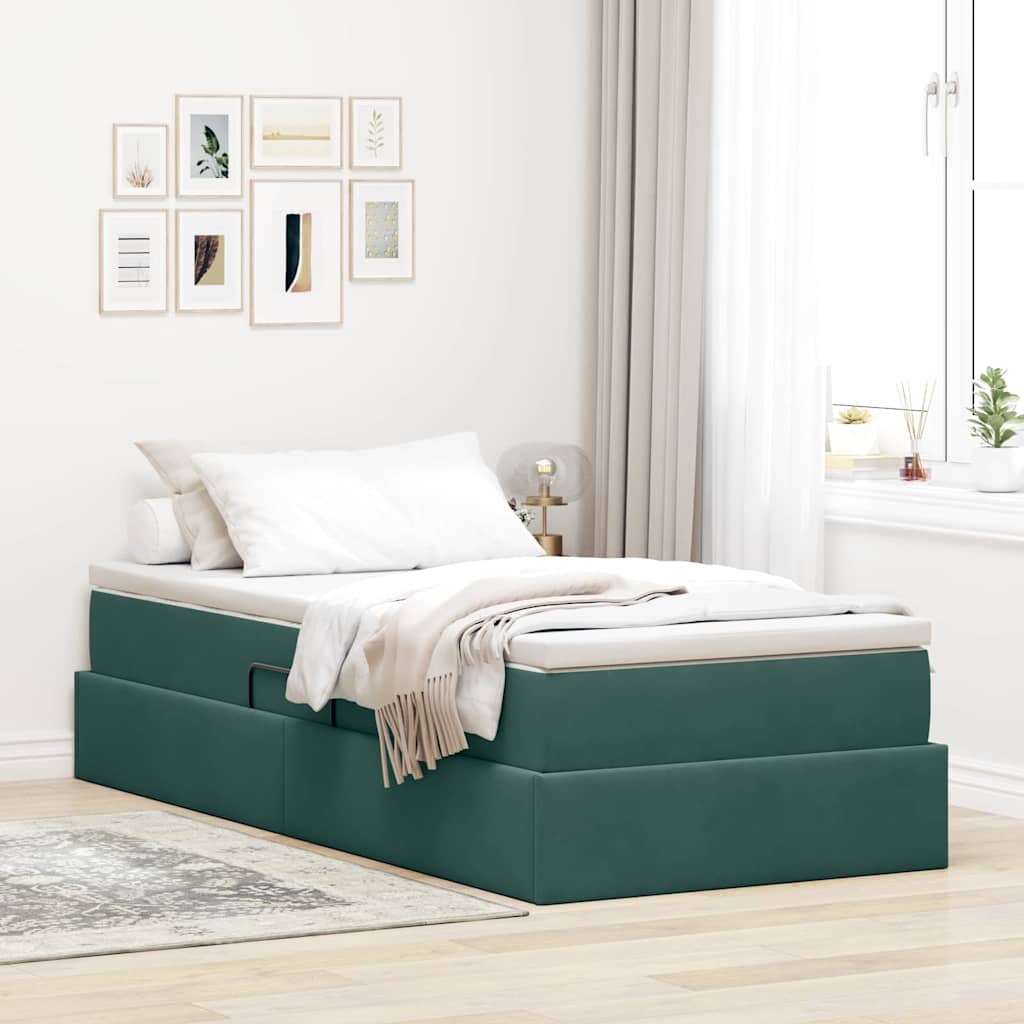 Cama com arrumação e colchão Azul 120 x 190 cm Veludo