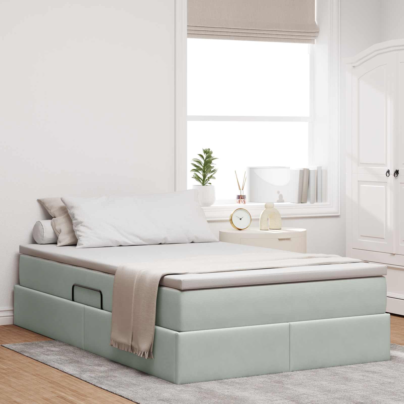 Cama com arrumação e colchão Azul 120 x 190 cm Veludo