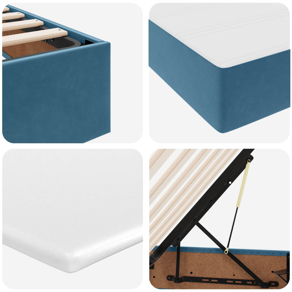 Cama con almacenamiento y colchón Azul 120 x 190 cm Terciopelo